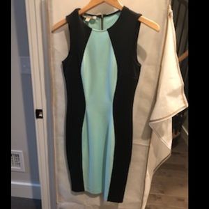 Calvin Klein black and teal fitted dress size 6